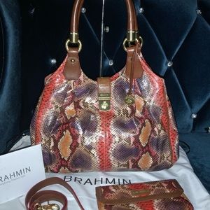Brahmin Elisa and Checkbook Wallet in 'Snakeskin' EUC